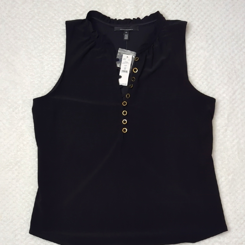 White House Black Market Black Tank Top with Gold Eyelets